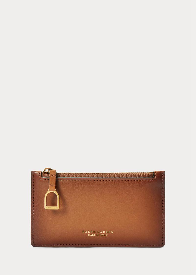 Cartera Ralph Lauren Mujer Burnished Welington Cremallera Card Case Chile Marrones ZFQYJ-5180